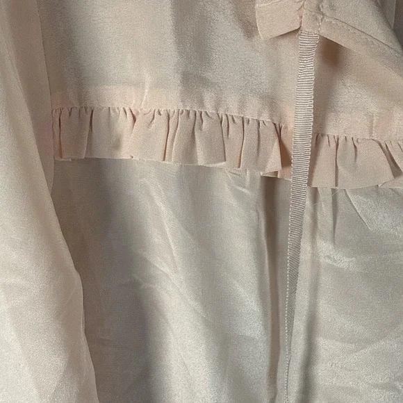 Point Sur J Crew Blouse Women's Pink Silk Peasant Ruffle Long Sleeve Sz S NWT - Picture 7 of 10